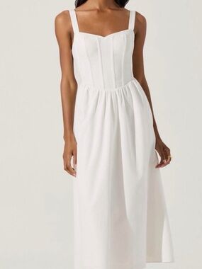 Astr White Square-Neck Midi Dress with Padded Bodice